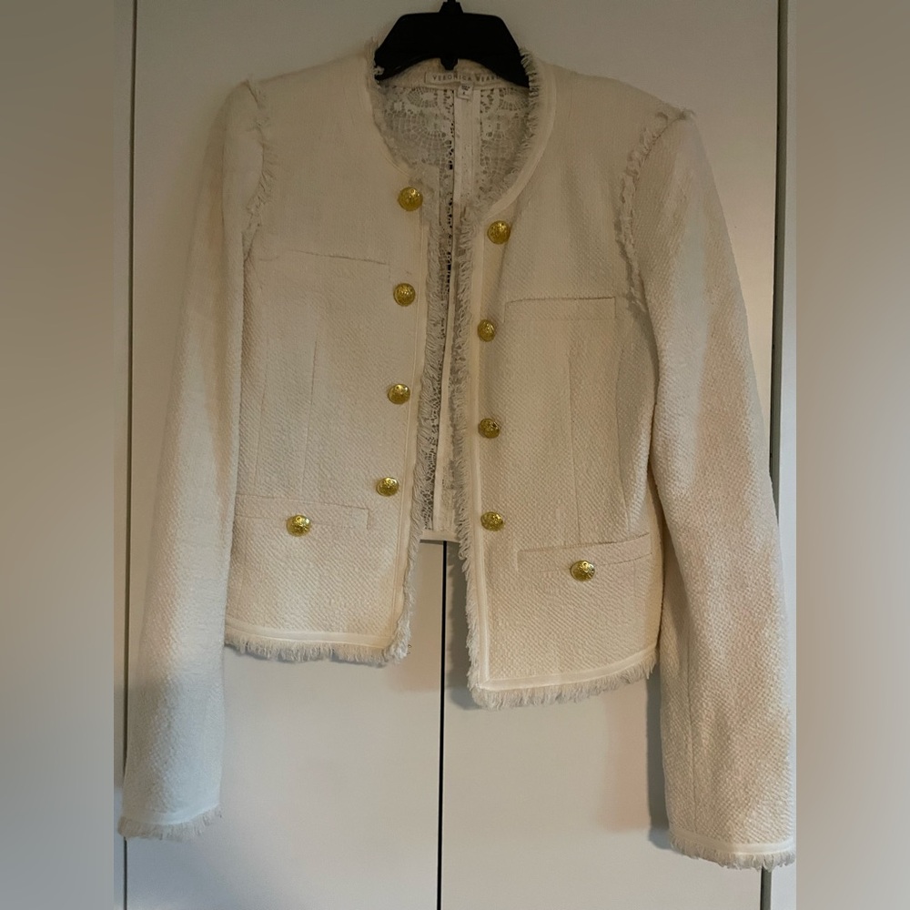 Veronica Beard Cream Gold Blazer Timeless Design